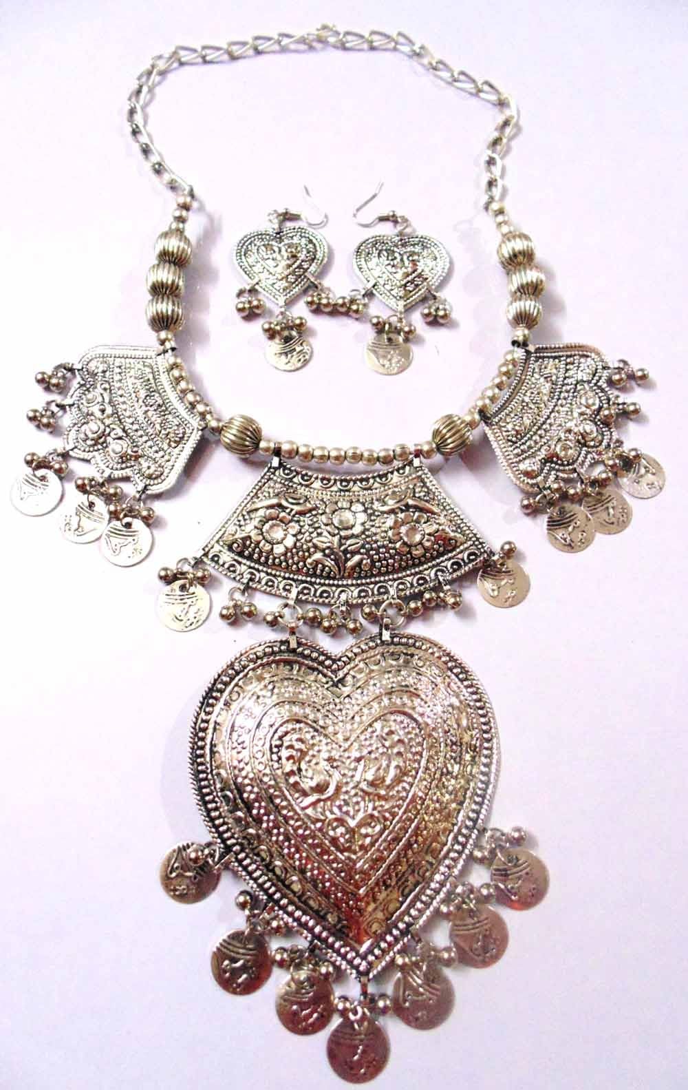oxojewels Women's Belly Dance Necklace Oxidized Vintage Jewelry Gypsy Boho Kuchi Afghan