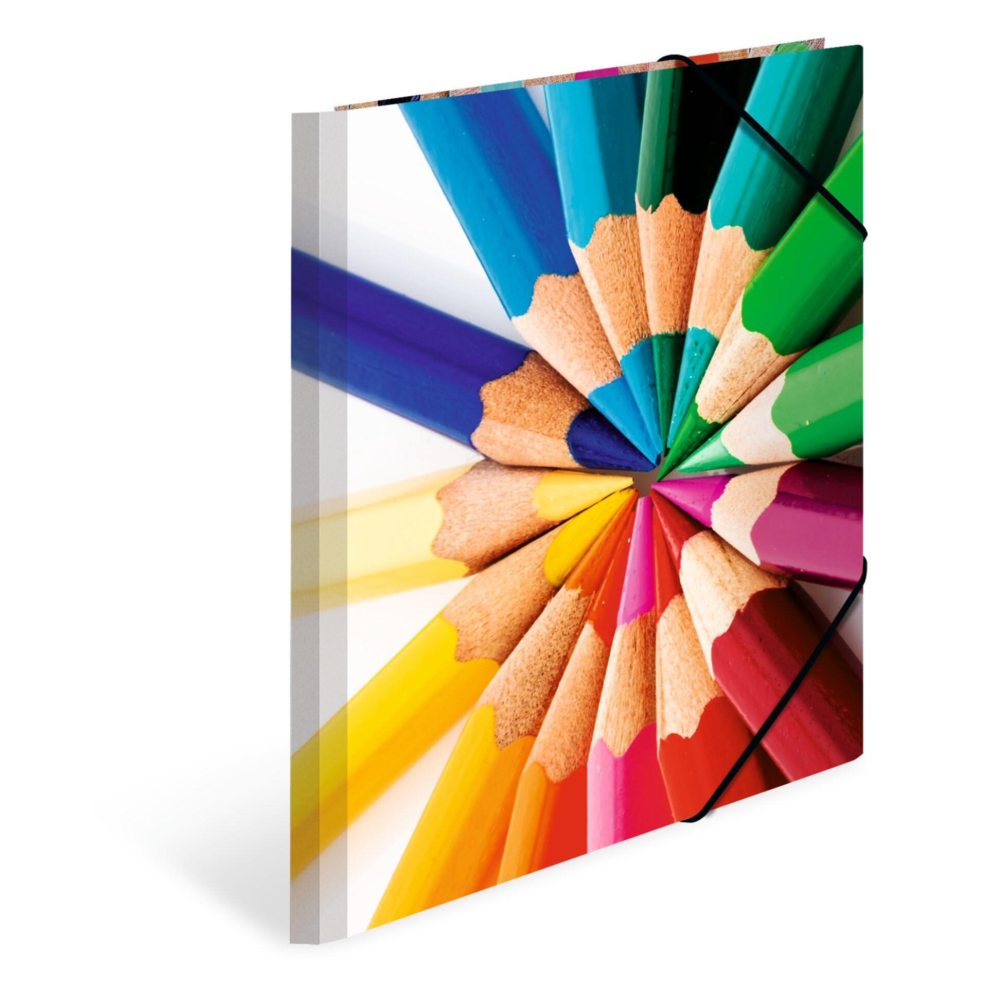 HERMA Elastic Folder Impressions with Pencils Motif, A4, Sturdy Cardboard, with Inner Print, 1 Span Folder