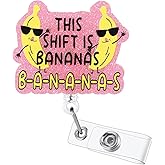 This Shift is Bananas Funny Badge Reel, Cute Retractable ID Card Badge Holder with Belt Clip, Name Tag Work Badge Buddy for RN LPN CNA MA ER Night Shift Nurse Nursing Student Doctor, Nurse Gifts