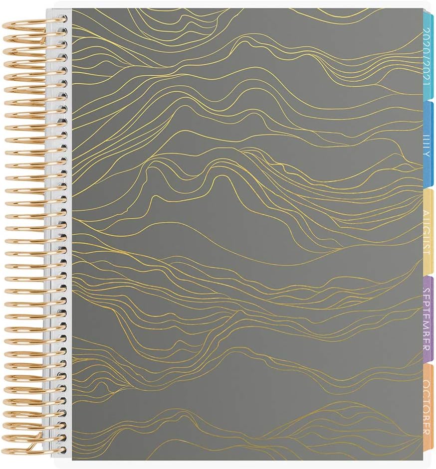 Erin Condren 18 - Month 2020-2021 Layers Metallic Gold Coiled Life Planner with Flower Power Interior (July 2020 - December 2021) Horizontal Weekly Layout. Organizer, Calendar Tabs and Stickers