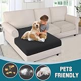BellaHills High Stretch Jacquard Sofa Seat Covers Chaise Black view 3
