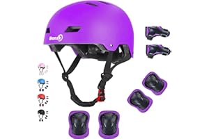 Banzk Kids Bike Helmet with Knee Pads Elbow Pads Wrist Guards for Age 3-14 Youth/Teens,Ventilation Multi-Sport Scooter Roller Skate Rollerblading Skateboarding Climbing Cycling