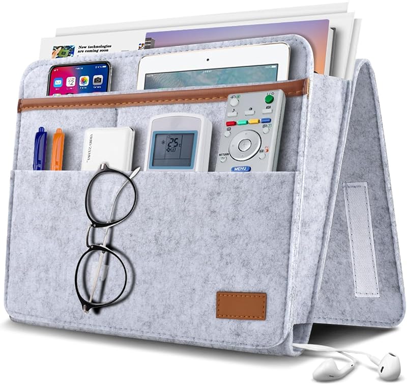 ERKOON Bedside Caddy Organiser Grey Felt Bedside Organizer Bag