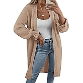 KIRUNDO Long Cardigan Sweaters for Women 2026 Spring Casual Oversized Ruffle Long Sleeve Open Front Chunky Knit Sweater Coats