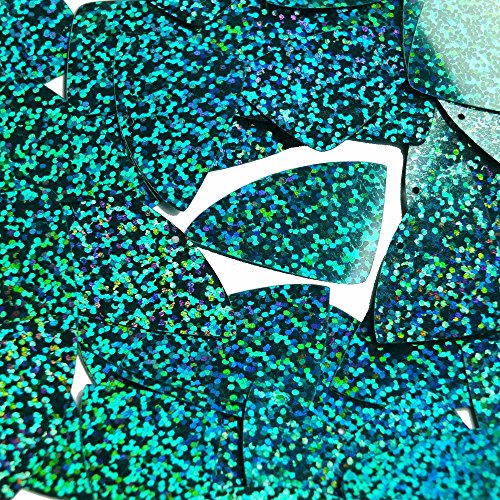 Sequin Fishscale Fin 1.5 inch Teal Turquoise Glitter Hologram Multi Metallic. Couture Paillettes. Made in USA. Loose sequins for embroidery, bridal, crafts, and embellishment.