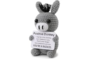 FRABACA Positive Daily Affirmation Badass Crochet Donkey Plush, Christmas Stocking Stuffer Cute Emotional Worry Support Stuffed Animals for Best Friends, Coworkers, Encouragement Birthday Gifts for Women