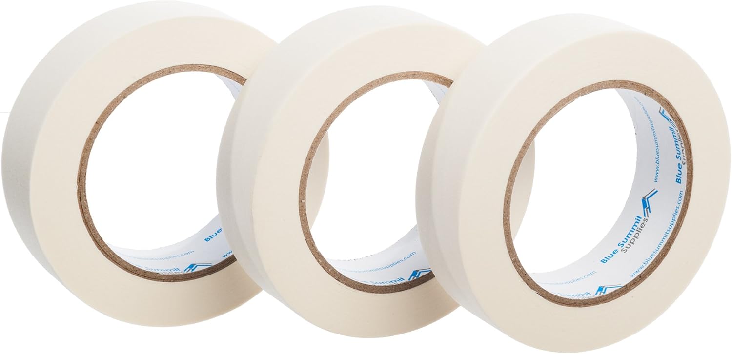 3 Pack 24mm Masking Tape, Easy peel, tear, and stick design, White, 55