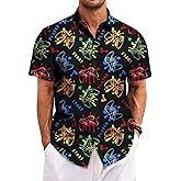 Tie Dye Button Down Shirt,60s 70s 80s 90s Outfit for Men,Funny Hawaiian Button Up Shirts Men,80s 90s Themed Party Outfits