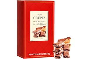 GENERIC Crepes French Biscuit Gift Box Milk Chocolate Covered Crispy Crepe Cookies | Gourmet European Chocolate Biscuits Cookies in Elegant Packaging | Holiday Treat Christmas Gift