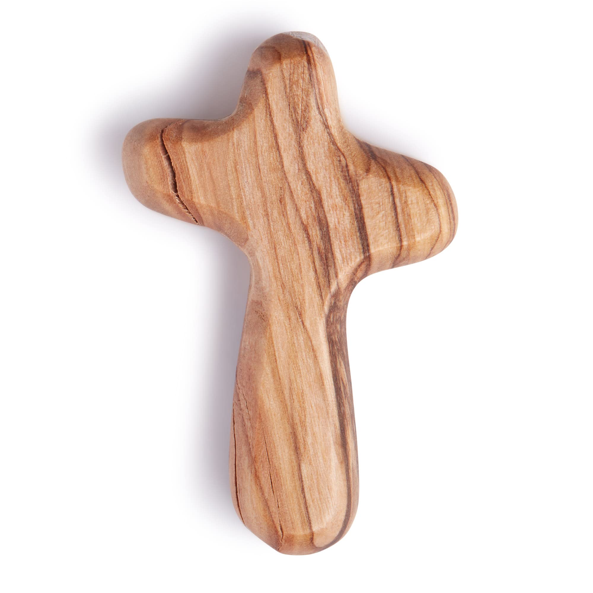 Sustainable Handcrafted 5cm Olive Wood Smooth Comfort Holding Cross