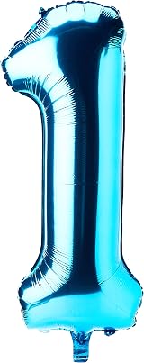 Unique Powder Blue Number 1 Shaped Large Foil Balloon 86cm