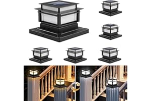 SEIIRUUE 6Pack Solar Post Lights Outdoor, 2Color Fence Post Solar Lights for Outdoor Decor, Solar Lamp Post Light for Fence, Solar Post Cap Lights Fits 4x4 5x5 6x6 Wooden Posts, Deck Post Lights Solar Powered