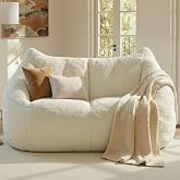 Relefree Oversized Bean Bag Chairs for Adults,Bean Bag Loveseat Sofa,Boneless loveseat for Reading,2 Seater Lazy Sofa for Small Spaces,Mini Small Couches for Living Room,Bedroom,Apartment,Cream White