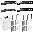 EVALD Heavy Duty Floating Shelf Bracket | 4-Inch Floating Mantel Mount, Blind Shelf Supports, and Anchors | Floating Shelf Hardware for Home and Office Decor | Fireplace Mantel Brackets (4 Pack)