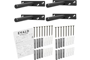 EVALD Heavy Duty Floating Shelf Bracket | 4-Inch Floating Mantel Mount, Blind Shelf Supports, and Anchors | Floating Shelf Hardware for Home and Office Decor | Fireplace Mantel Brackets (4 Pack)