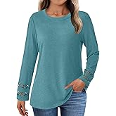 GKBK Womens Long Sleeve Tops Business Dressy Casual Blouses Crewneck Loose Fit T Shirts Cute Work Tee 2025 Fall Trendy Outfit