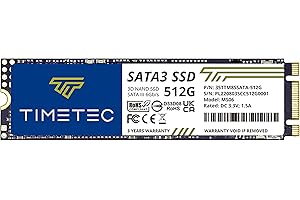Timetec 512GB SSD 3D NAND SATA III 6Gb/s M.2 2280 NGFF 256TBW Read Speed Up to 550MB/s SLC Cache Performance Boost Internal S