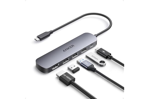 Anker USB-C Hub, 5-in-1 USB Hub for Laptops, 4K HDMI Multiport Adapter | USB C Dongle with 90W Max Power Delivery, 3×5Gbps USB A Data Ports, for MacBook, Dell, and More (Charger Not Included)