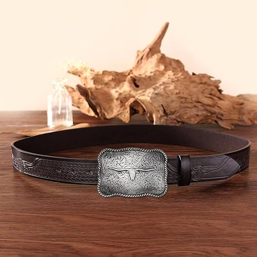 BBOTEN Western Cowboy Longhorn Belt Buckle for Men Women, Rodeo - Main Image