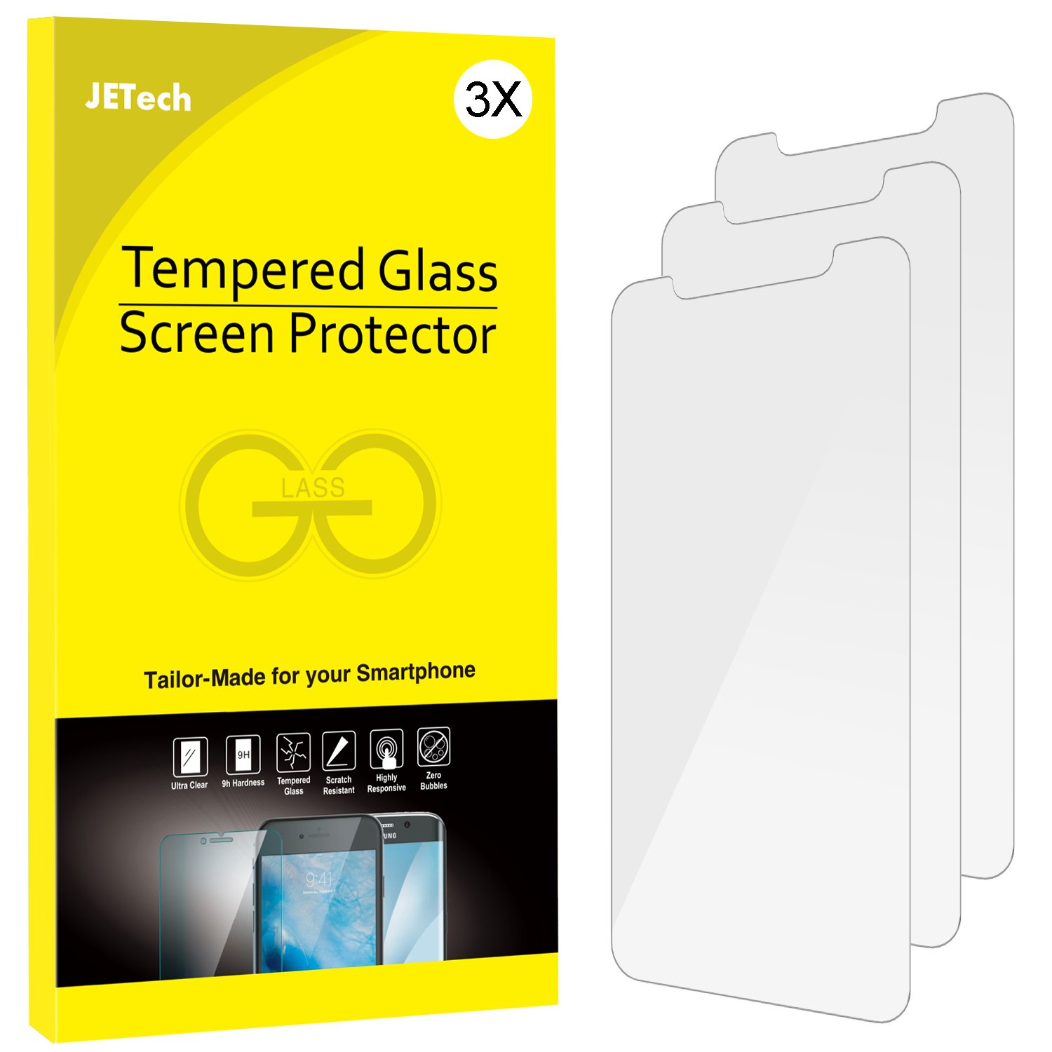 JETech Unidades Apple iPhone X Vidrio Templado Protector de Pantalla