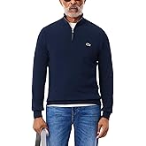 Lacoste Men's Zip-up High-Neck Cotton Sweater