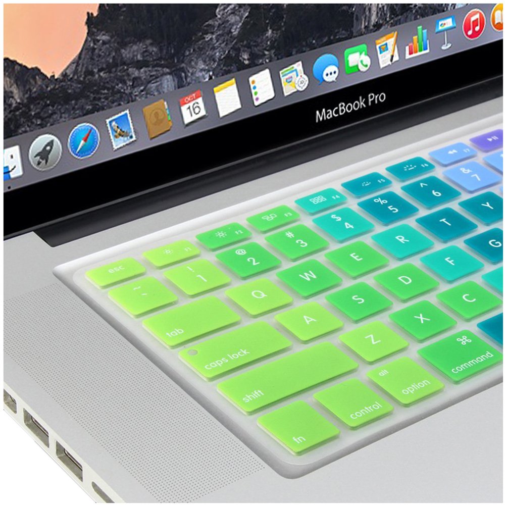 Se7enline Compatible with MacBook Pro 13" 15" 17" with Retina Display and MacBook Air 13" Rainbow color Unique Ultra Thin Durable Keyboard Cover Silicone Skin (Europe Layout UK Version),Rainbow