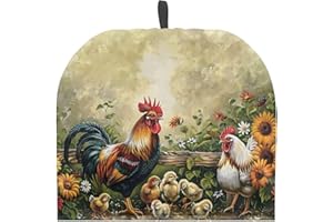 PJHEQOXE Chook Pattern Tea Cozy for Teapot Dome Teapot Cover Customized Teapot Covers Kitchen Kettle Dust Cover Cozy for Teapot with Handle Dust Cover Can Hung and Folded （Orange）