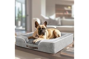 COZZZE Dog Sofa Bed for Small Dogs Orthopedic Dog Bed Supportive Foam Pet Bed with Removable Washable Cover, Waterproof Lining and Nonskid Bottom Couch, Grey