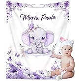 Personalized Baby Blanket with Name, Custom Baby Blanket for Kids Soft Flanne Blankets in Easter Personalized Baby Gifts for Infant Newborn Shower (Purple)