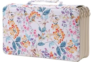 Lbxgap Portable Colored Printing Pattern Pencil Case Holds 300 pcs Pencils Bag Organizer with Handy Wrap Portable- Multilayer Holder for Prismacolor Crayola Colored Pencils