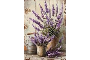 Rustic Flowers Stamped Cross Stitch Kits - Lavender Needlepoint Counted Cross Stitch Kits for Beginners Adults Patterns Dimen