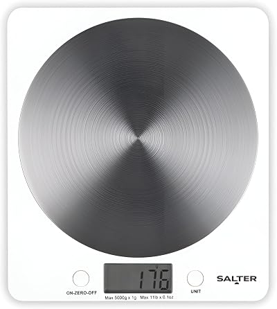 Salter White Disc Digital Kitchen Scale 5kg Add & Weigh Aquatronic