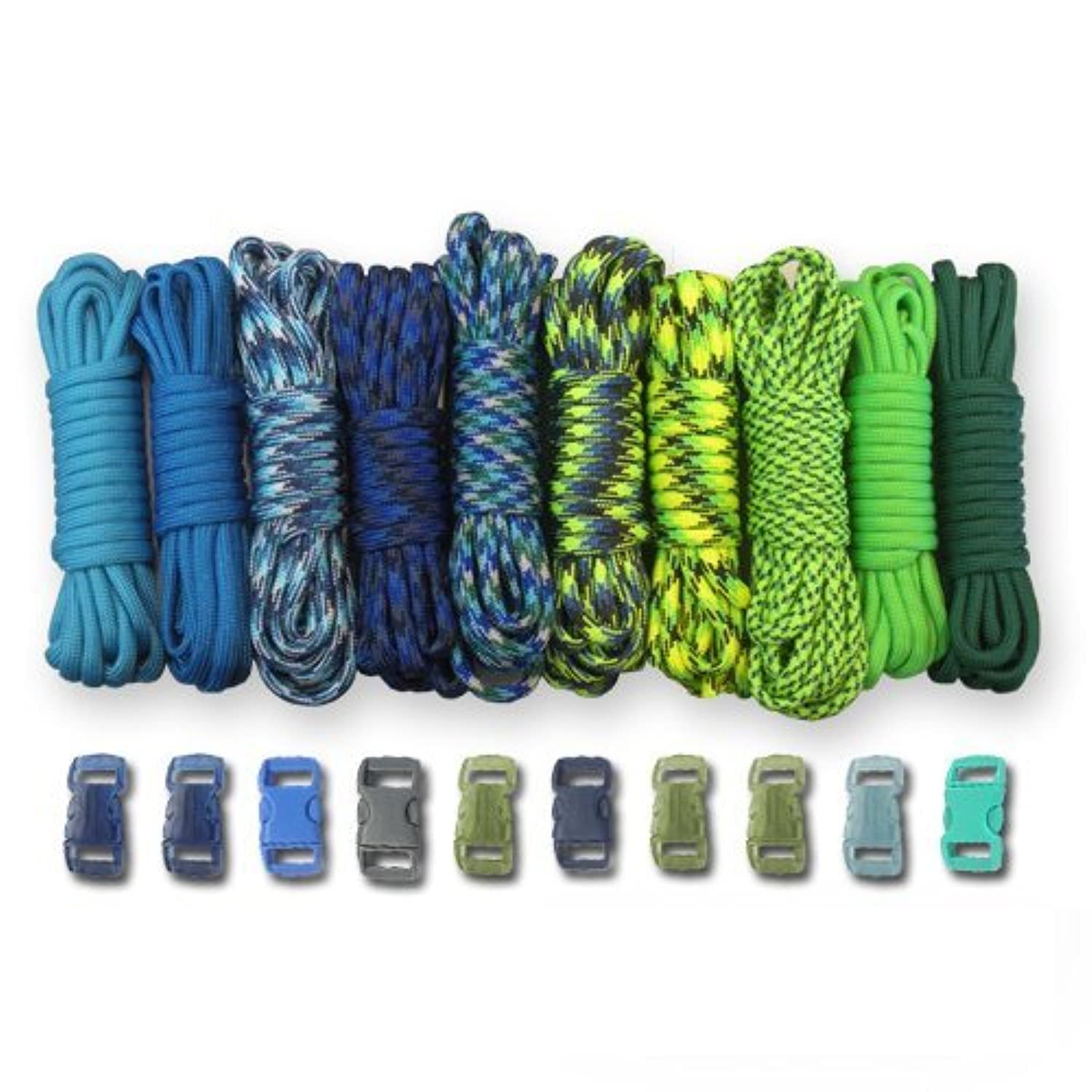PARACORD PLANET 550lb Type III Combo Crafting Kits with Buckles (Coastal)