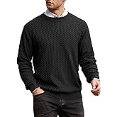 Zaitun Mens Crewneck Sweater Pullover Waffle Knit Casual Patterned Long Sleeve Sweaters