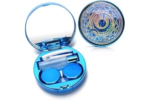 ofone Contact Lens Case, Bling Stars Cute Contact Lenses Holder Travel Kit with Remover Tool Tweezers Solution Bottle Mirror Portable Contacts Storage Container for Women Girl (Blue)