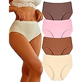 Sth Big High Waisted Underwear for Women Lightweight No Show Panties Comfortable Full Coverage Briefs Seamless 4 Pack