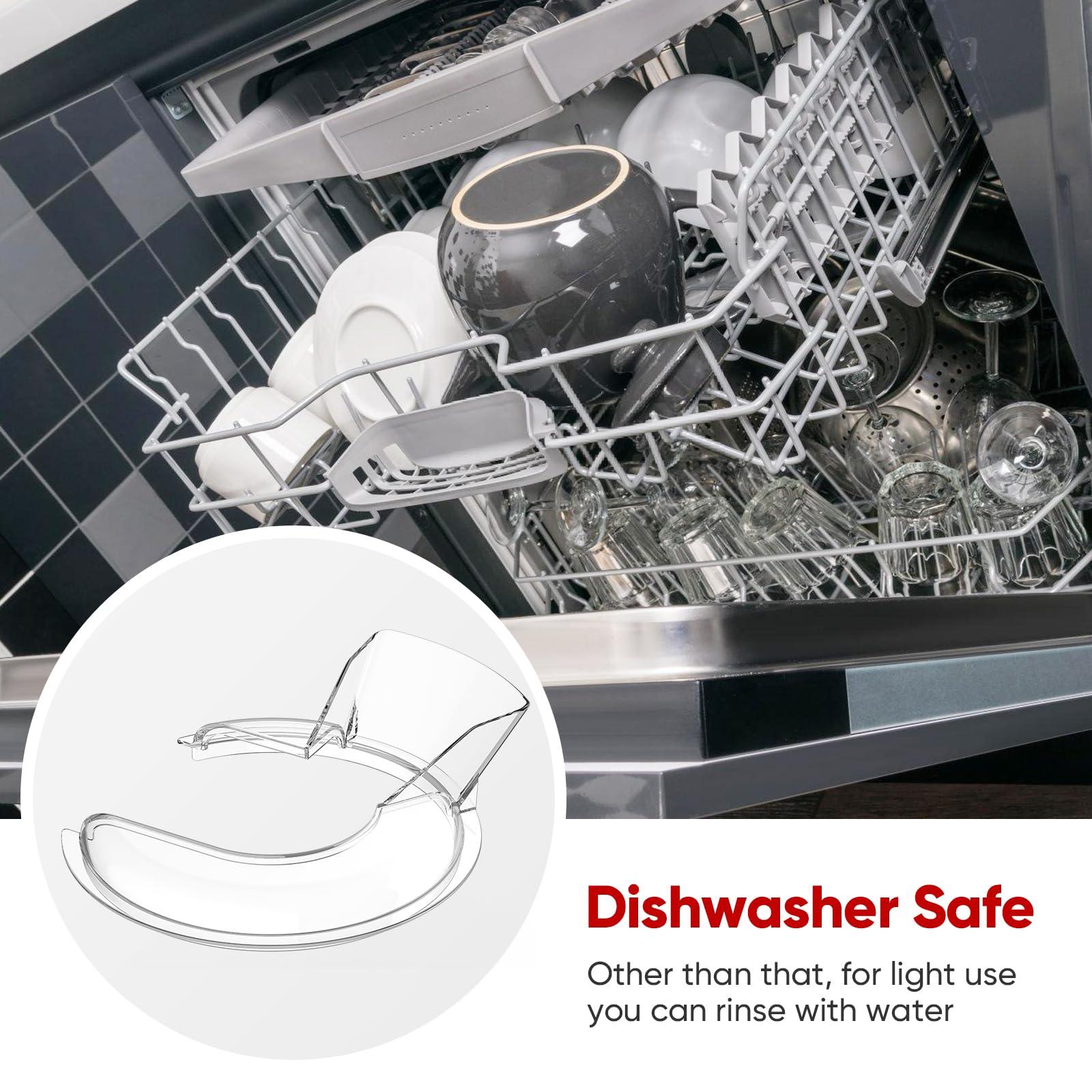 Pouring Shield for KitchenAid 4.5~5 Quart Tilt-Head Stand Mixer, Fits for KitchenAid 4.5~5QT Bowl(Stainless Steel, Glass and Ceramic), Attachment for Kitchenaid Mixers, Not Fit for Bowl Lift