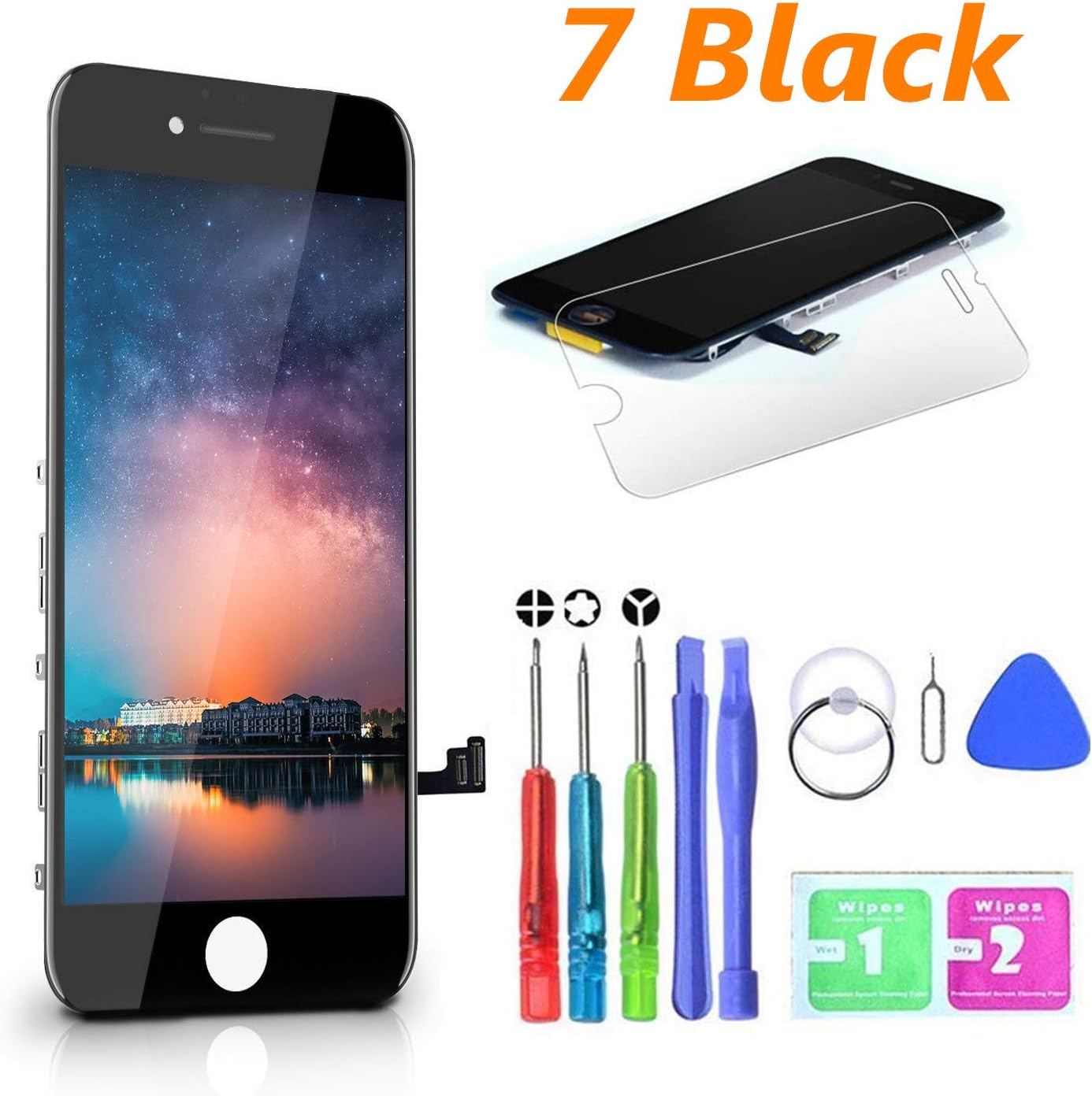 Replacement Parts Htechy Compatible With Iphone 7 Screen Replacement Black 4 7 Lcd Digitizer Touch Screen Assembly Set With 3d Touch Replacement For Iphone 7 Screen Repair Tools Kit Screen Protector Cell Phones Accessories