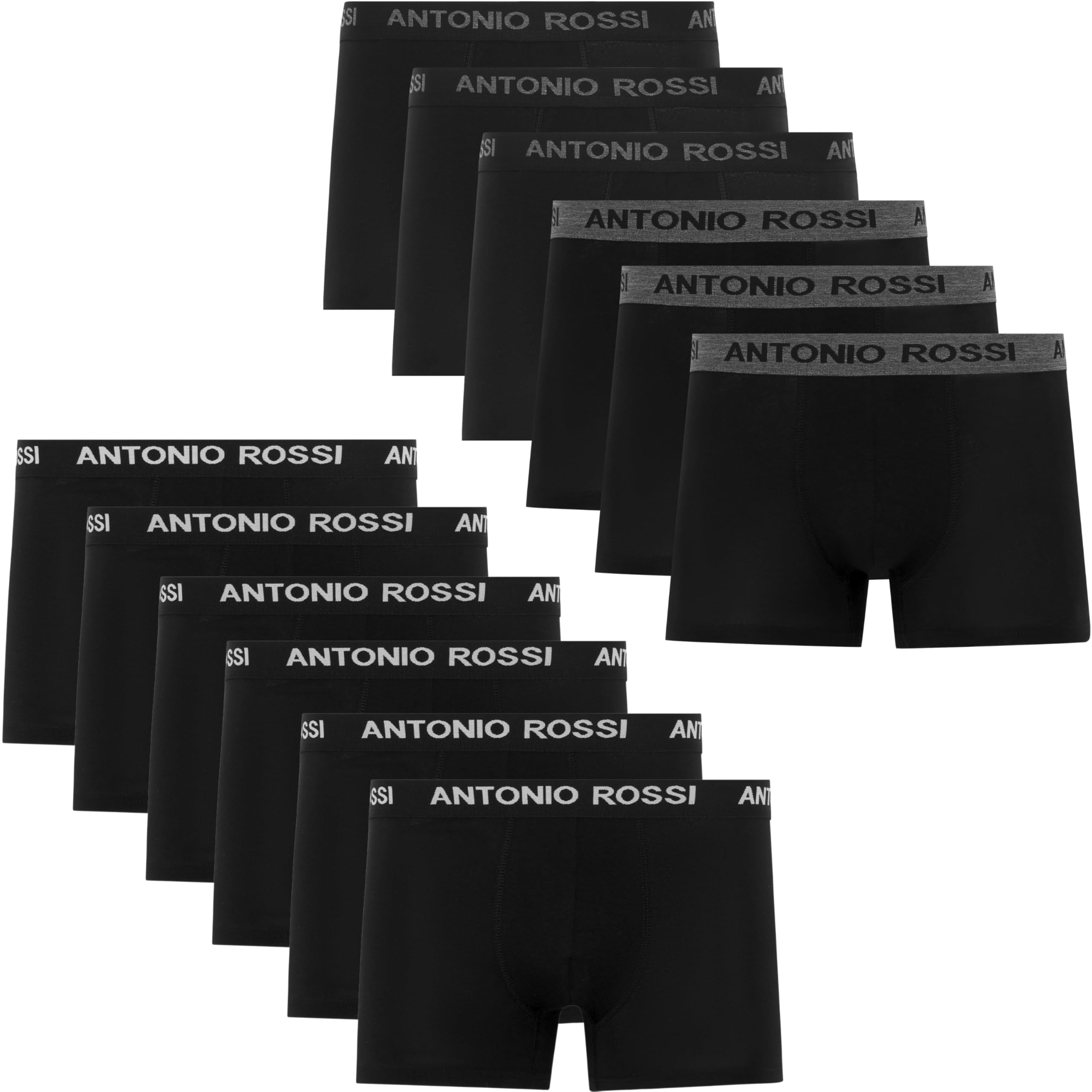 ANTONIO ROSSI Herren (12er-pack) Herren-boxer-hipster Fitted Boxer Hipsters, Schwarz, XXL EU