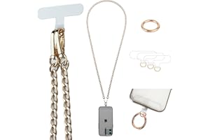 Casecond Crossbody Phone Lanyard Chain Shoulder Cell Phone Strap Phone Charm Neck Chain Phone Holder 3 Pad Patche Tether Universal for iPhone 15 Pro Max 14 13 12 11 Samsung S24 Flip 5 Google Moto Gold