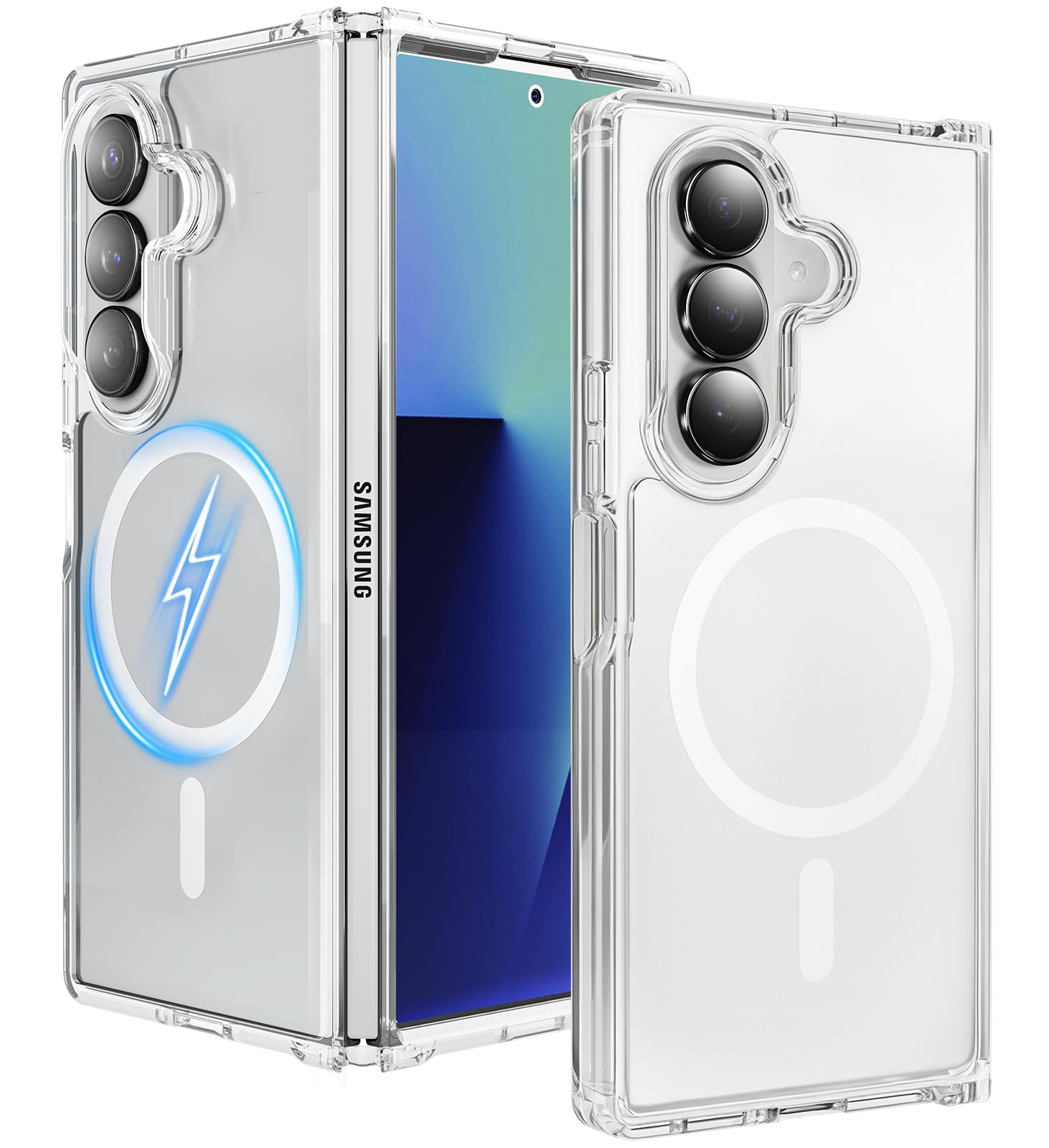 Photo 1 of One Piece Design Clear Magnetic Case for Samsung Galaxy Z Fold 7, Fit for Magsafe, Ultra Thin, Shockproof Anti Yellow Transparent Back Integrated Bumper Wireless Charge Mag-Safe Cover for Fold 7