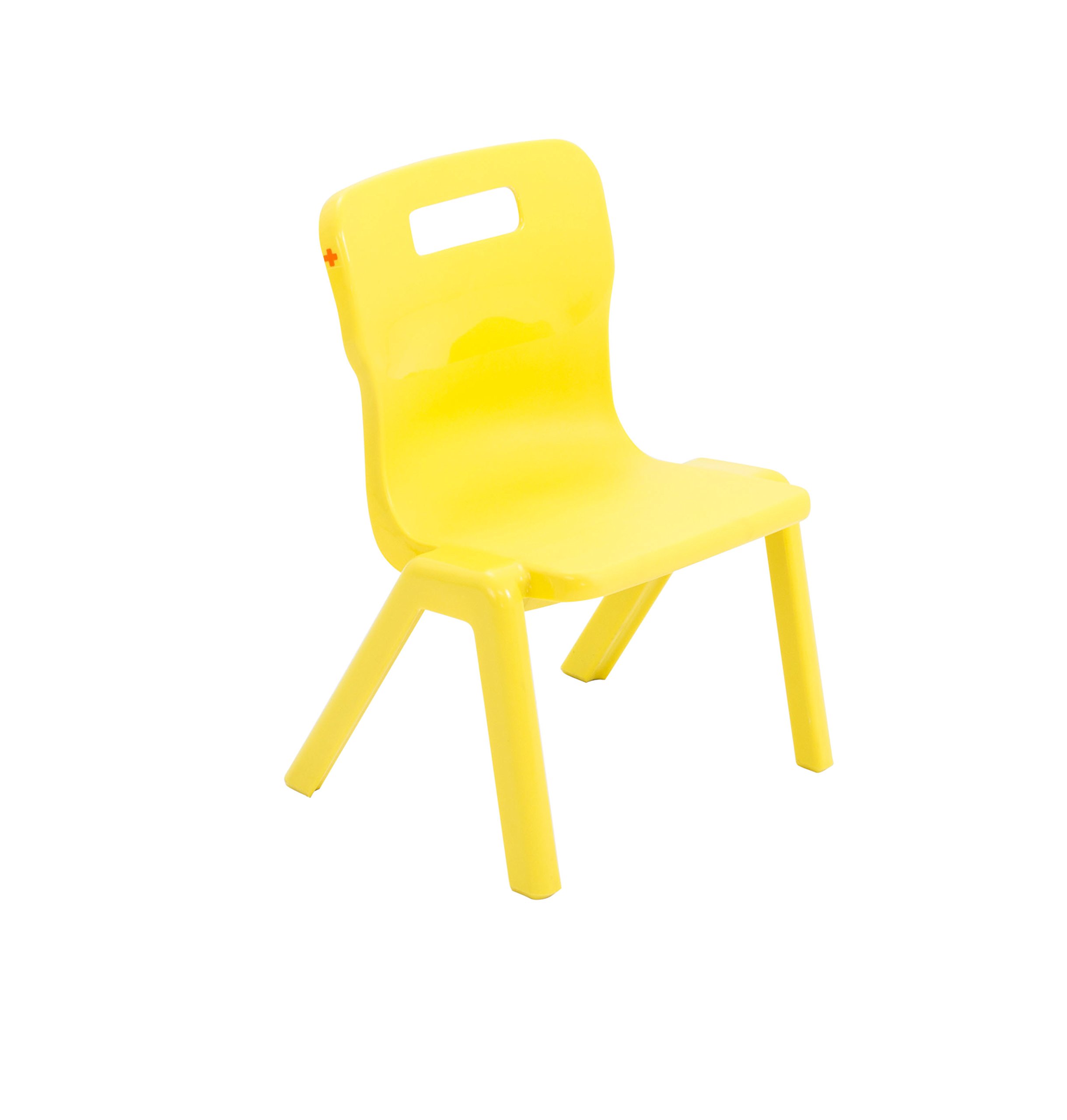Titan One Piece Classroom Chair, Plastic, Yellow, Size 1 for Ages 1-2 Years, Pack of 3