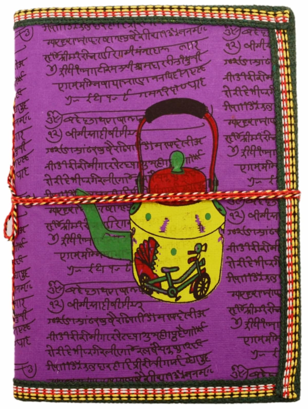 Purpledip Handmade Paper Journal 'Good Morning': Vintage Diary Notebook With Thread Closure (11159)