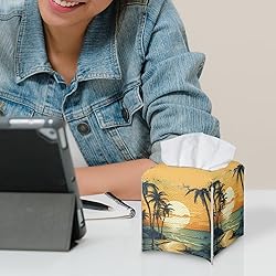 Talayituse Hawaii Sunset Palm Tree Print Tissue Box