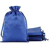 Tapleap Blue Satin Cloth Gift Bags, 30Pcs 6x9 with Drawstring, Foldable Stuff Sack, Lightweight Game Toy Travel Pouch