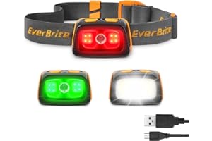 EverBrite Rechargeable Headlamp - 350 Lumens Headlight with Red/Green Light and Tail Light, 7 Lighting Modes with Memory Function, Perfect for Trail Running, Camping and Hiking