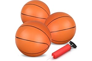 Dilabnba 7" Mini Rubber Replacement Basketballs for Basketball Hoop, Toddler Soft Beach Pool Bouncy Ball Sports Party Game for Kids(3PCS)