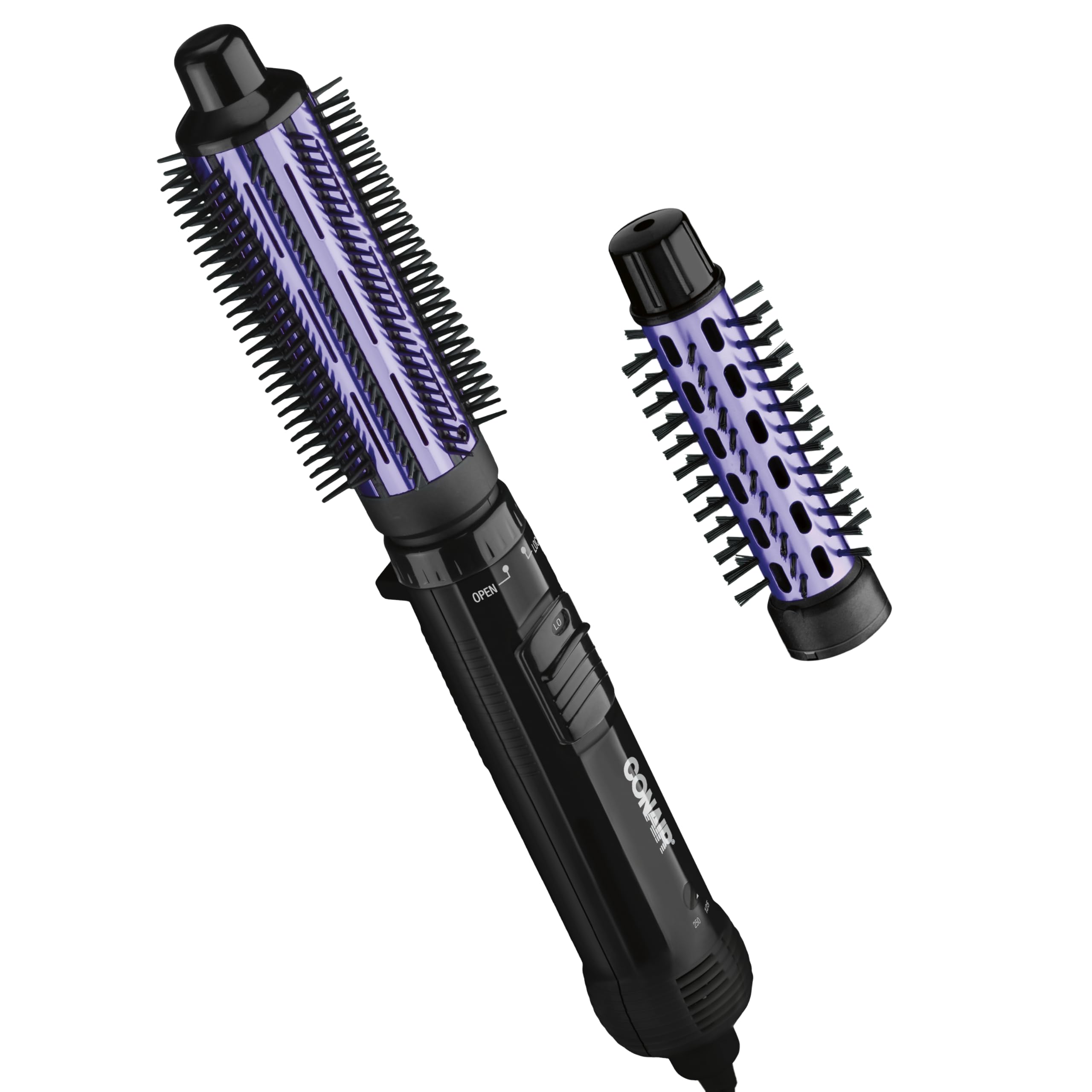 Photo 1 of Conair 2-in-1 Hot Air Curling Combo, Includes 1.5-inch Curl Brush and 1-inch Aluminum Bristle Brush