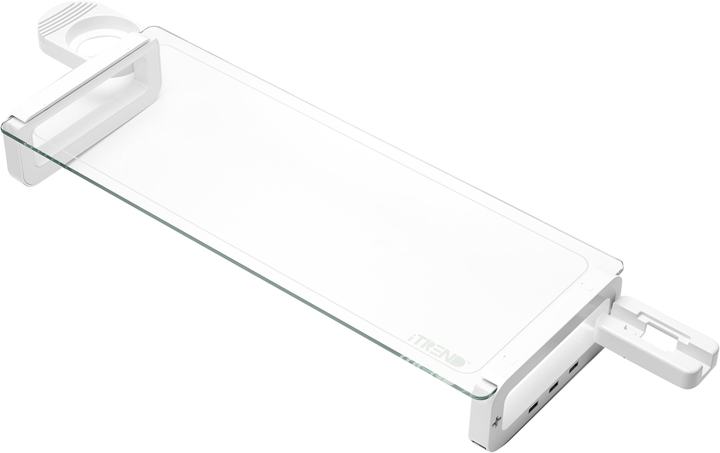 iTrend DS-3284 Monitor Stand with 3 Build-In Super Speed USB 3.0 Hubs and Cup with Smart Phone Holder - White
