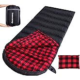 Keencamp 0 Degree Sleeping Bag Cotton Flannel Winter Cold Weather for Adults XXL Sleeping Bag 4 Season Big and Tall with Pillow Compression Sack